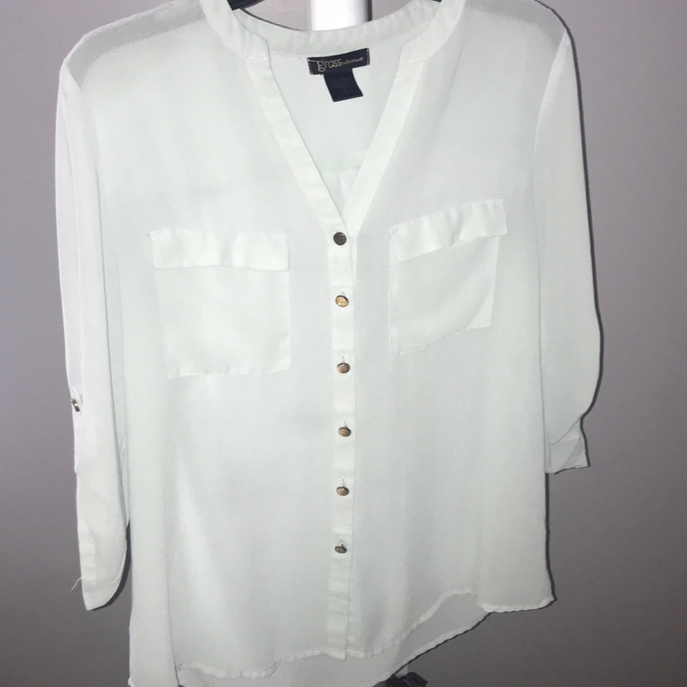 Light green button down blouse